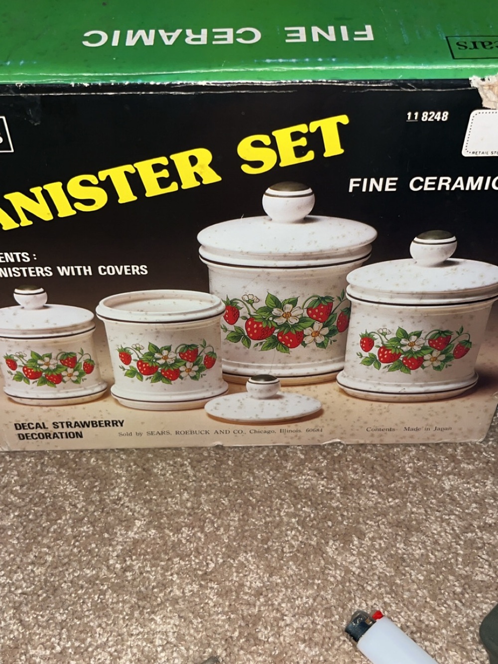 Fine Ceramic Strawberry Canister Set – White with Red Strawberry Decal